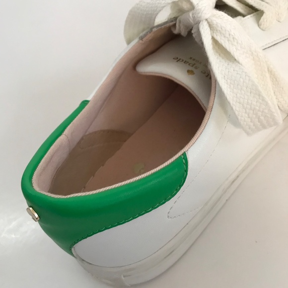 KATE SPADE Alanna Leather Sneakers White Green Women’s Size 10 - Picture 5 of 16